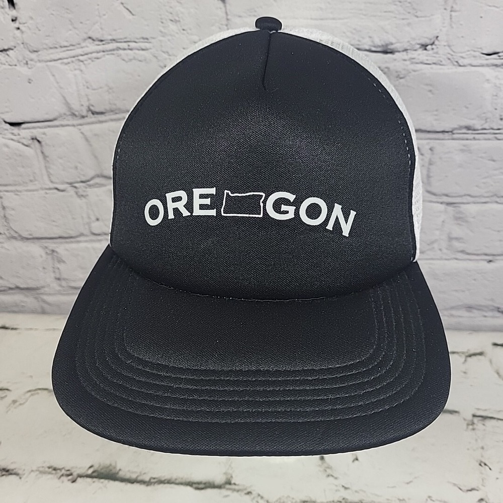 Oregon Trucker Hat Mens OS Black White Mesh Snapback Ball Cap By BIG X Flaw